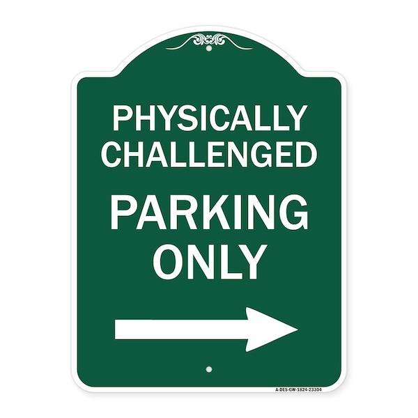 Signmission Physically Challenged Parking W/ Left Arrow, Green & White Aluminum Sign, 18" x 24", GW-1824-23304 A-DES-GW-1824-23304 - main